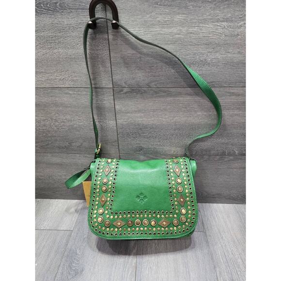 Patricia Nash Embellished leather crossbody bag Green B000622 - Picture 10 of 13